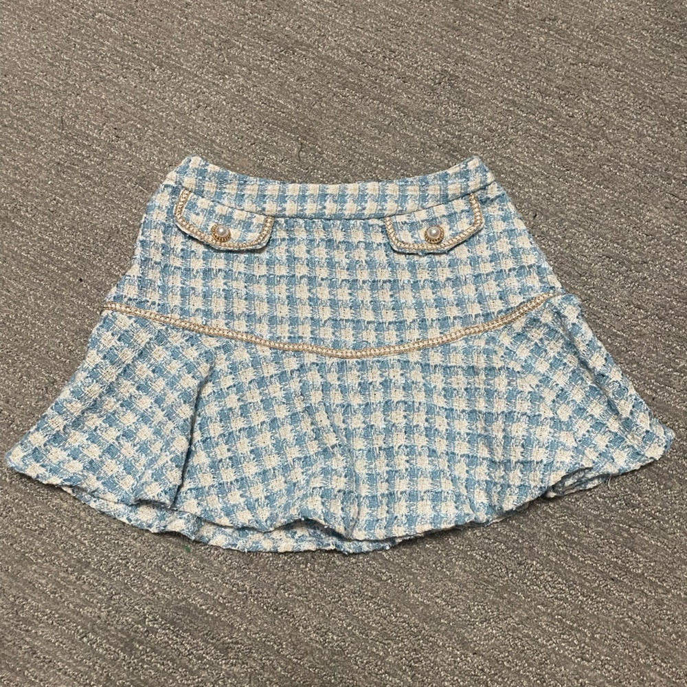 pearl detail ruffle skirt